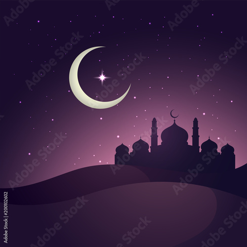 Ramadan Kareem Greeting Card With Mosque