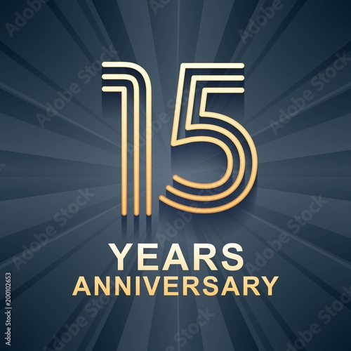 15 years anniversary celebration vector icon, logo