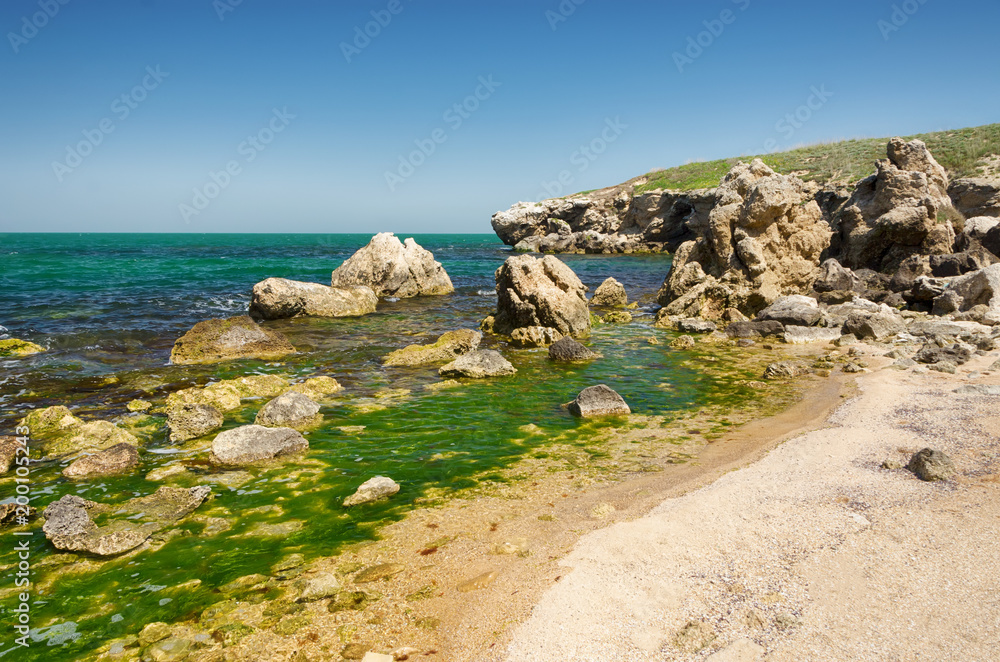 Beautiful scenery, the bay of the Kazantip Nature Reserve on the Sea of Azov