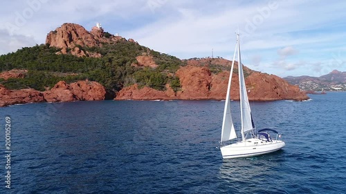 Aerial view of cap Esterel on French Riviera, between Cannes and Saint Raphael, HD movie (1920X1080) photo