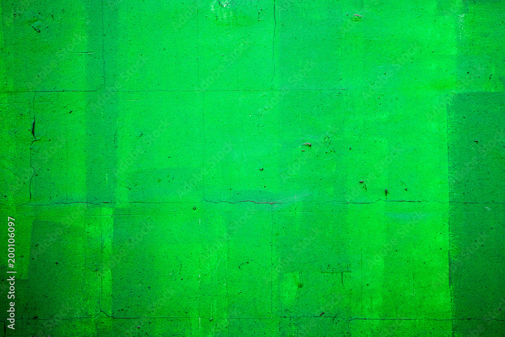Wall painted with bright green color