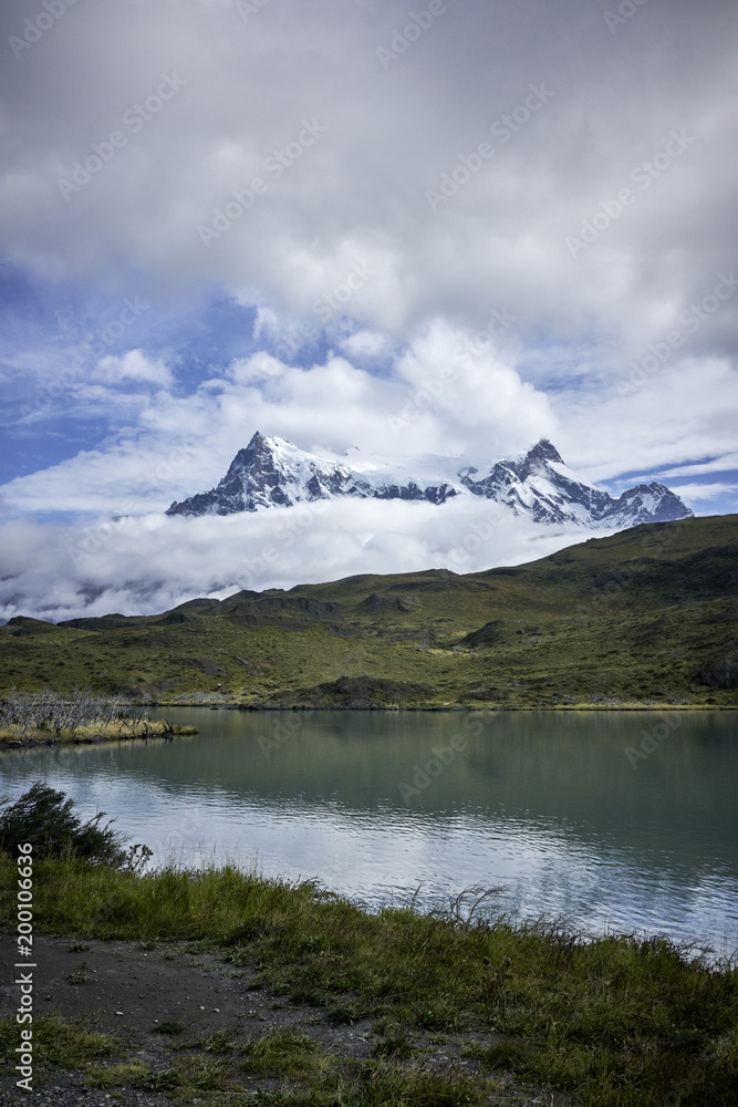 Torres del Paine Mountains Amidst Clouds