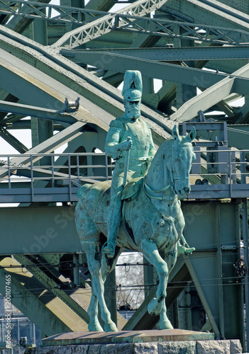 Equestrian statue of Emperor Friedrich III at the Hohenzollern Bridge in Cologne, Germany