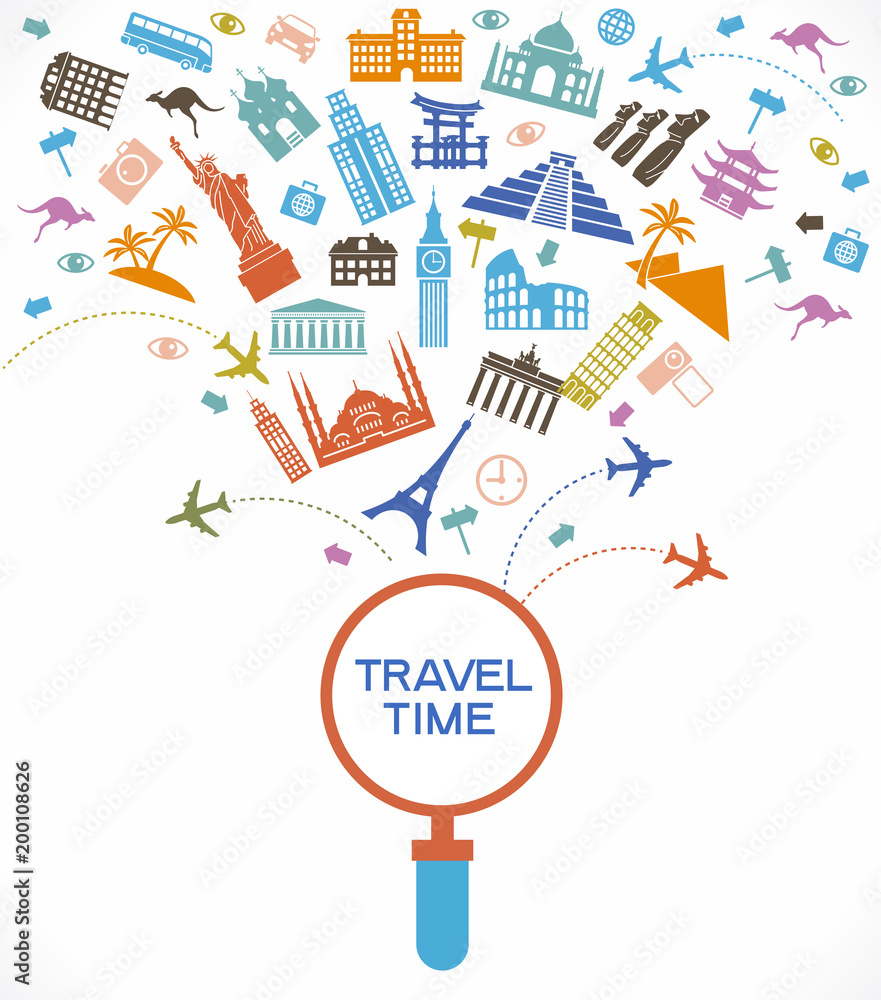 A set of elements for travel and vacations. A set of elements for travel and vacations.