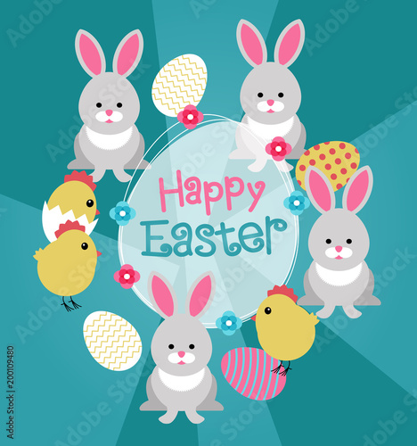 Greeting card with with Easter rabbit