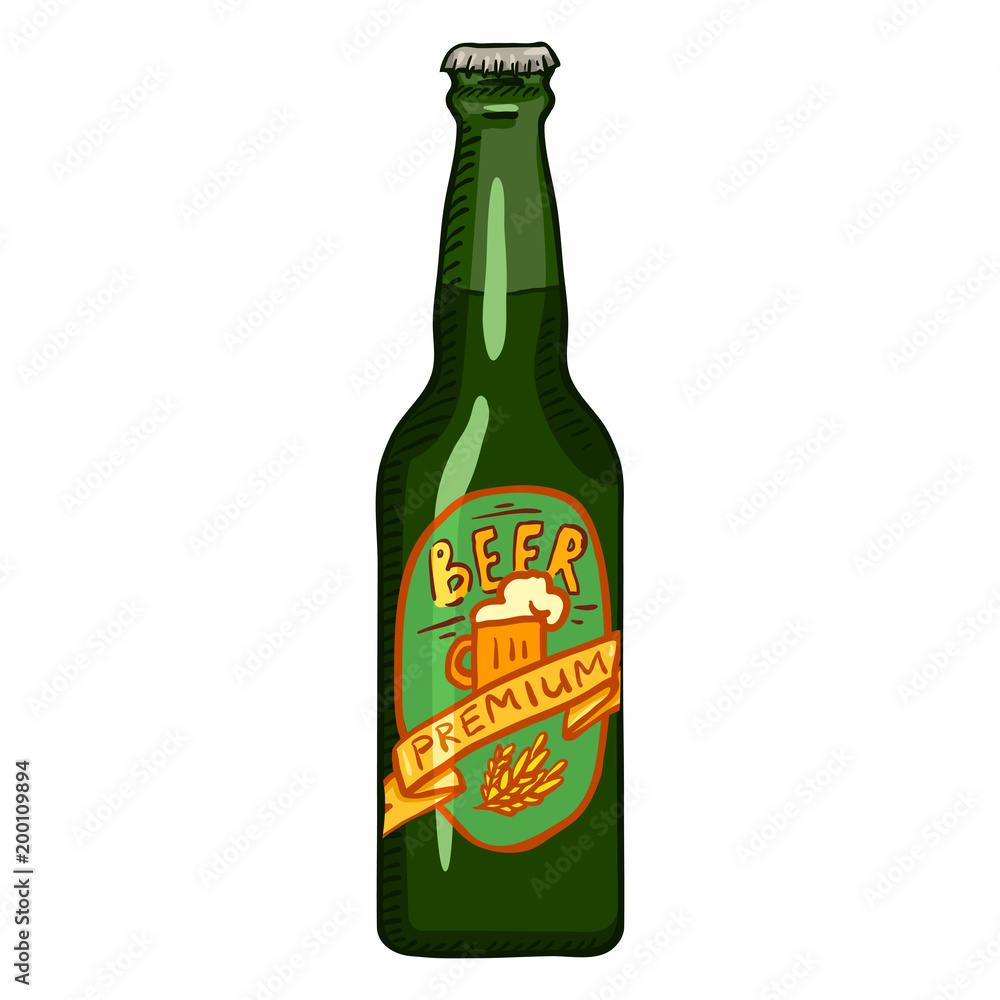 Vector Single Glass Bottle of Premium Beer Vector Single Glass Bottle of Premium Beer