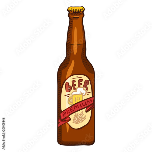 Vector Single Glass Bottle of Premium Beer