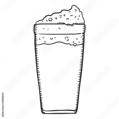 Vector Sketch Glass of Beer with Foam