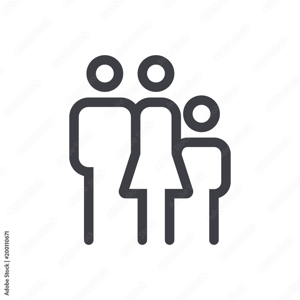 Family Icon in trendy linear style isolated on grey background. Parents symbol for your web site design, logo, app, UI. Vector illustration