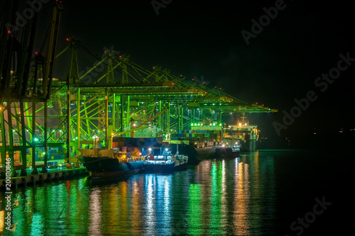 Night view of a container terminal.