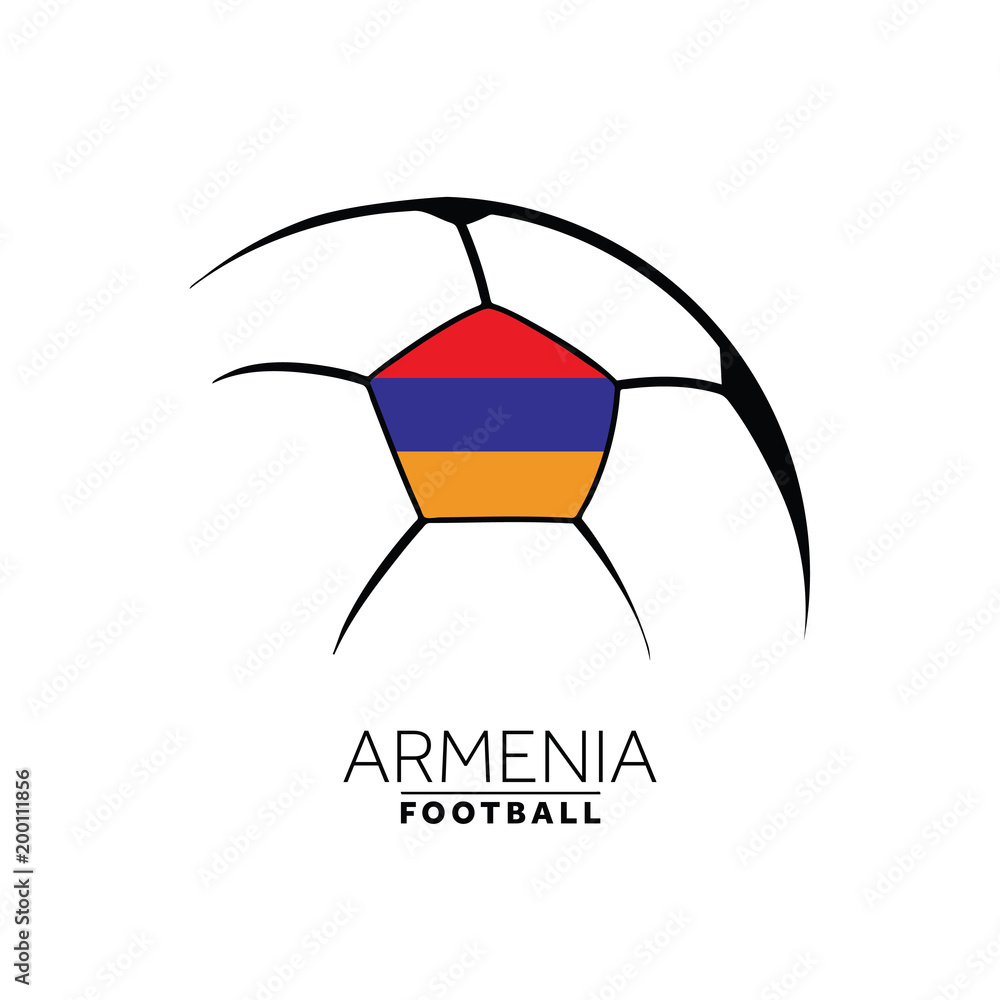 Soccer football minimal design with Armenia flag