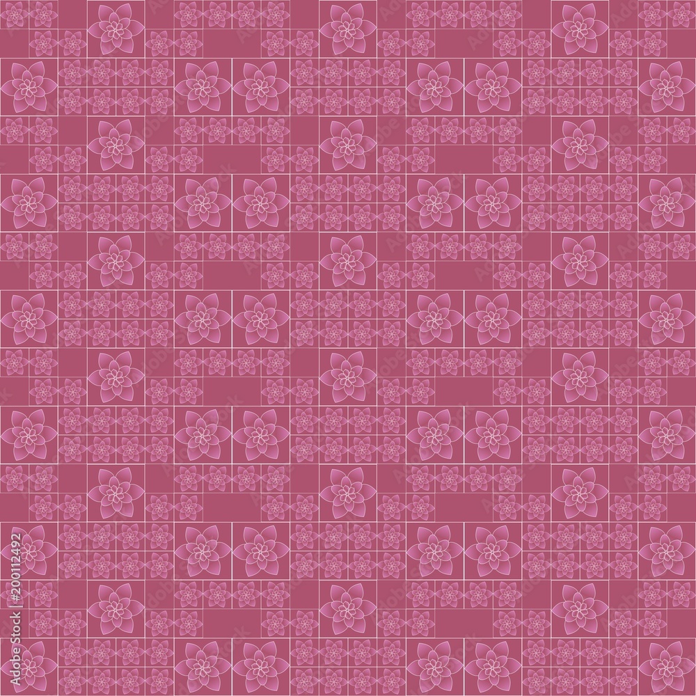 Seamless pattern with floral design. Regular texture with flowers. Beautiful flowers on pink background.