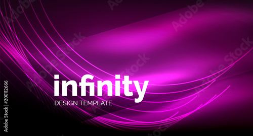 Abstract wave on dark background, shiny glowing neon digital background template