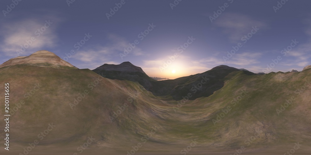 HDRI, Round panorama, spherical panorama, equidistant projection, land under heaven
