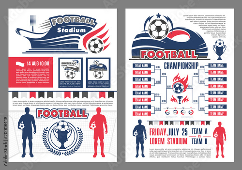 Football stadium and soccer match schedule poster