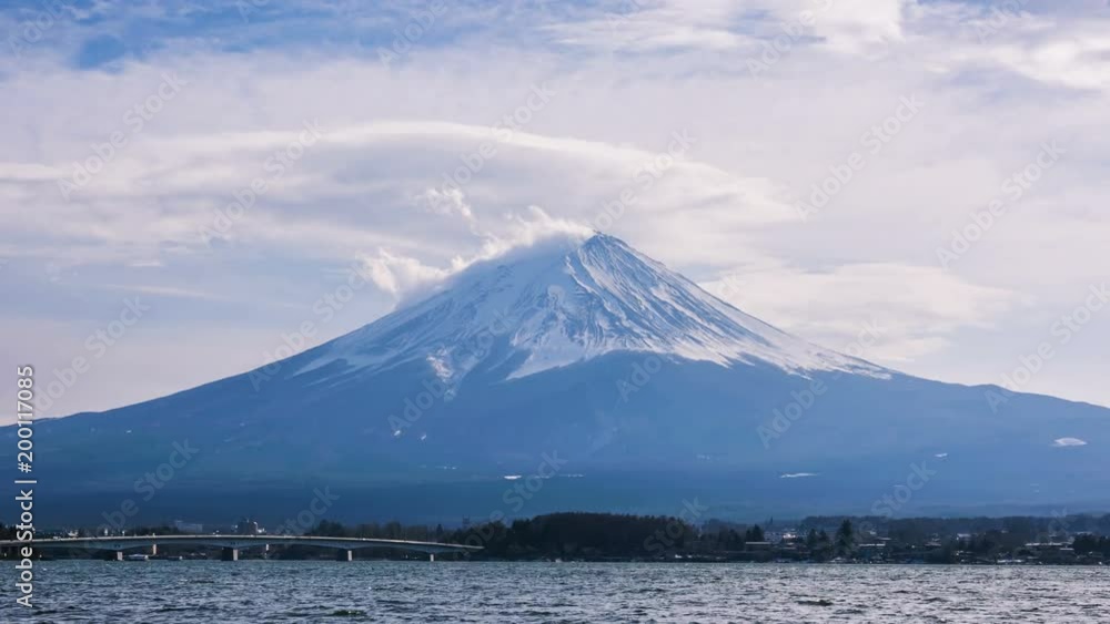4K Timelapse of Mt. Fuji with Chureito Pagoda at sunset in winter, Japan 4K Timelapse of Mt. Fuji with Chureito Pagoda at sunset in winter, Japan