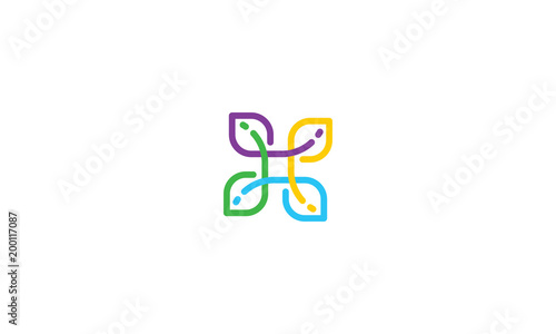 interest, non profit, business, consulting, humanist, leaf, emblem symbol icon vector logo
