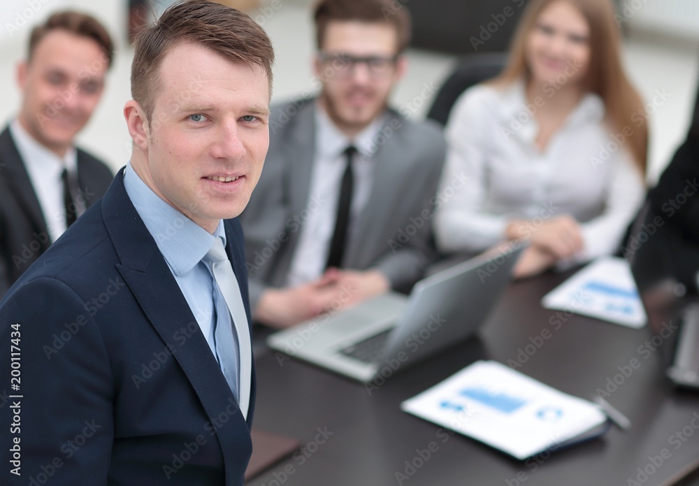project Manager on the background of business team project Manager on the background of business team