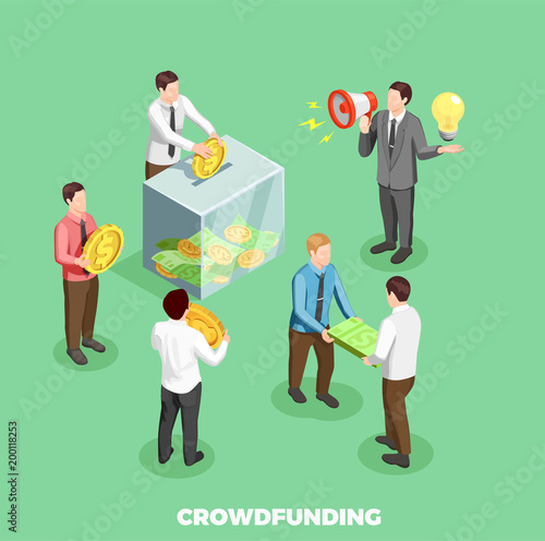 Crowdfunding Isometric Composition