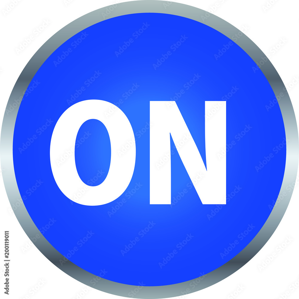 Blue Shiny round ON switch button Blue Shiny round ON switch button