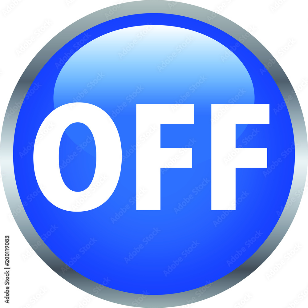 Blue Shiny round OFF switch button Blue Shiny round OFF switch button