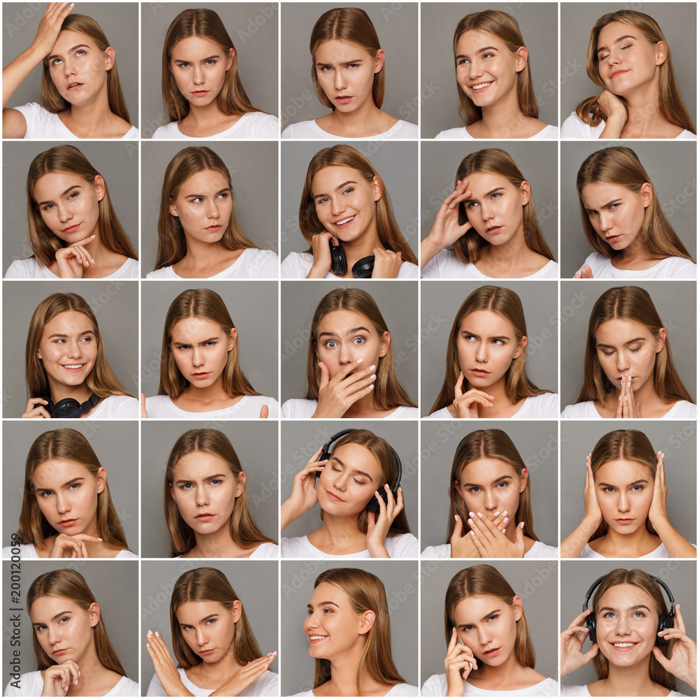 Female different emotions set Female different emotions set