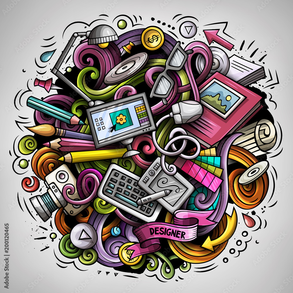 Obraz premium Cartoon vector doodles Art and Design illustration