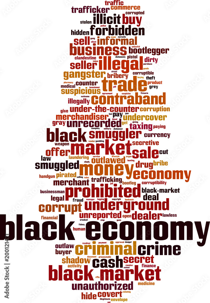 Obraz premium Black economy word cloud