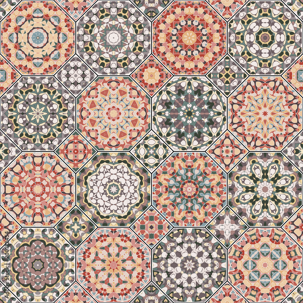 Set of vector seamless arabic patterns. Collection of octagonal and square ornaments. Decorative and design elements for textile, book covers, manufacturing, print, gift wrap. Set of vector seamless arabic patterns. Collection of octagonal and square ornaments. Decorative and design elements for textile, book covers, manufacturing, print, gift wrap.