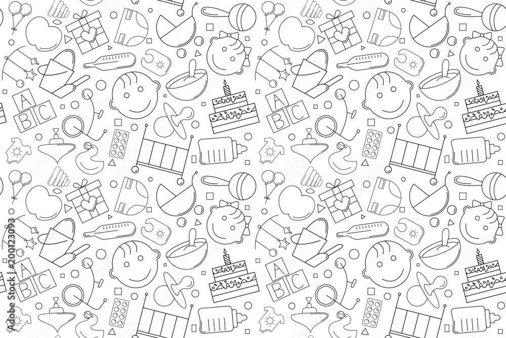 Vector baby pattern. Baby seamless background