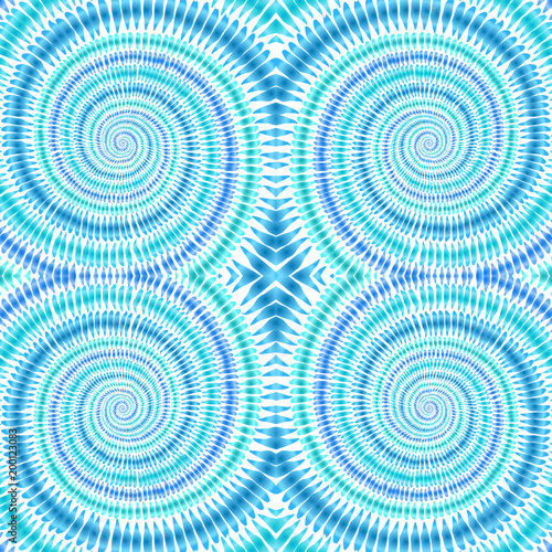 Boho tie dye background watercolor effect vector hippie blue