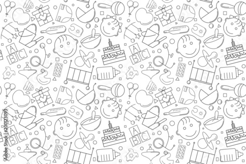 Vector baby pattern. Baby seamless background