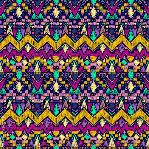 Sketch strokes pattern. Retro doodles ornament. Hand drawn effect illustration. Seamless trendy texture for fashion fabric design, interior elements, wallpapers and printed products.