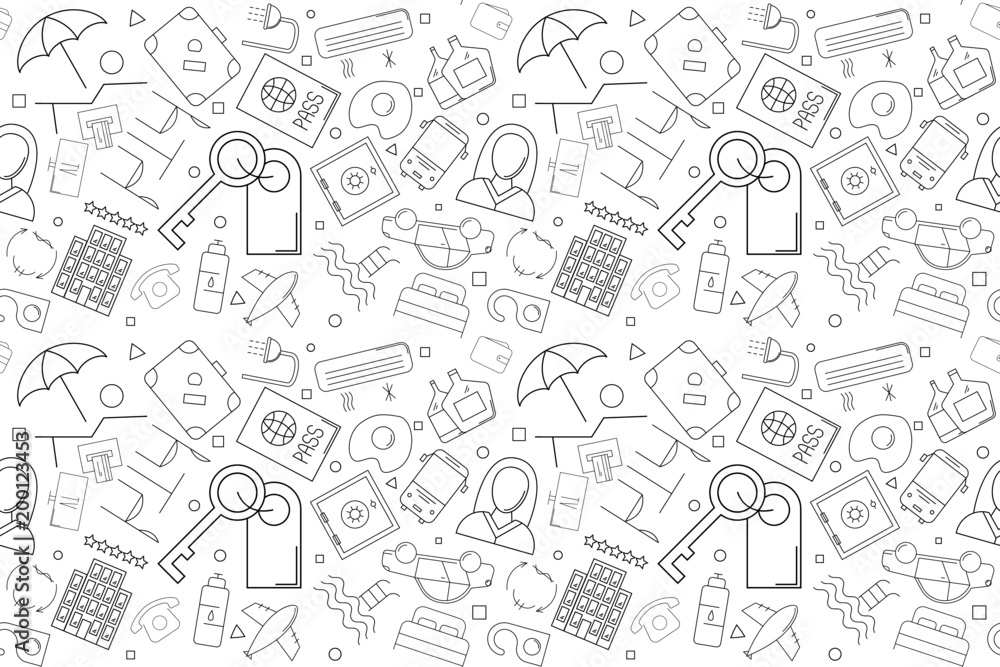 Vector hotel pattern. Hotel seamless background Vector hotel pattern. Hotel seamless background