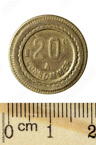 Token: France Jeton 'A Consommer'. Obverse. Isolated on white photo