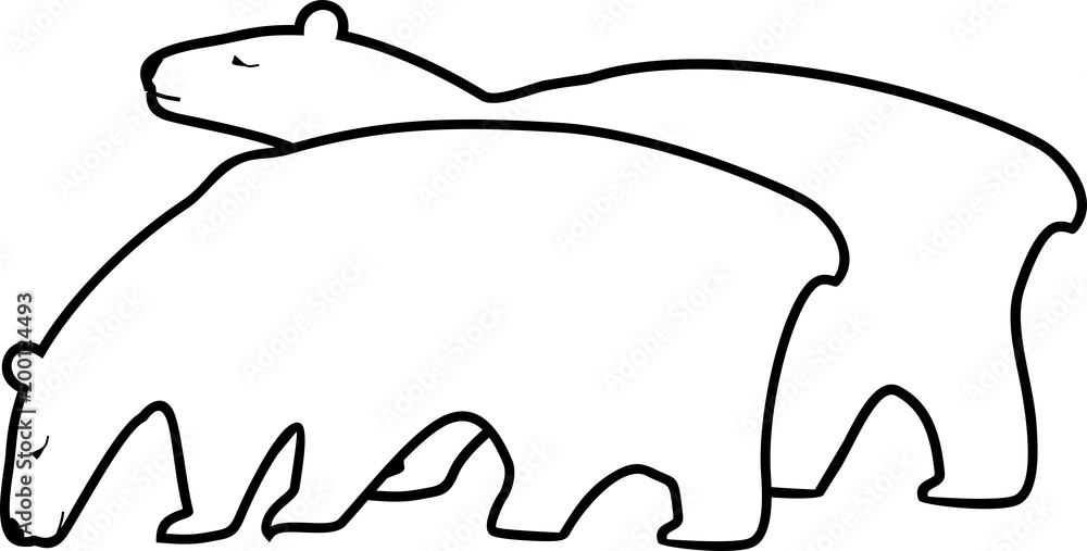 Stylized flat image of two polar bears Stylized flat image of two polar bears