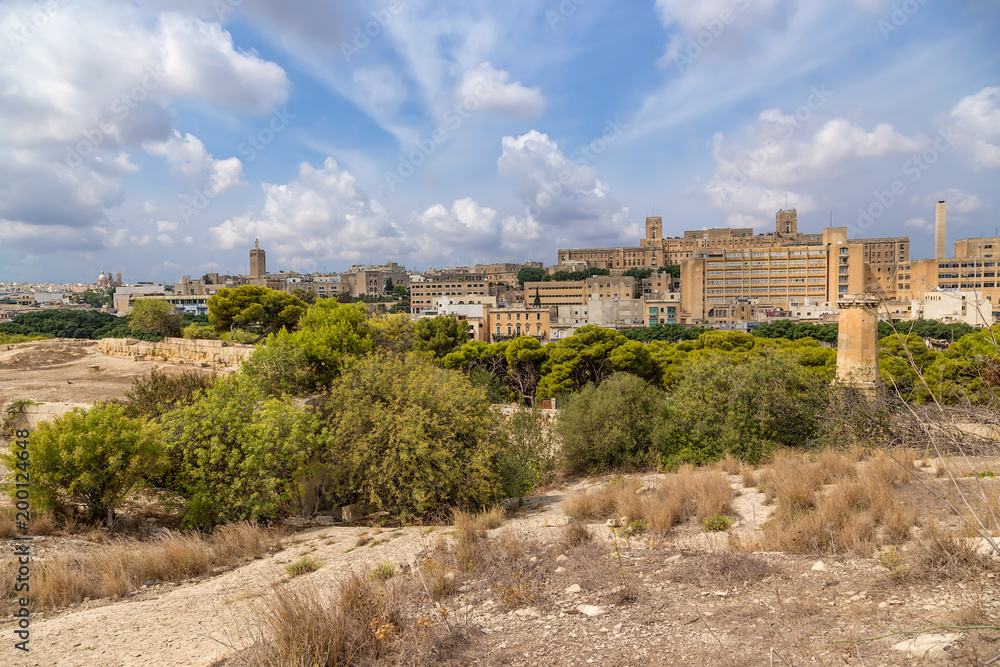Floriana, Malta. Landscape with the ruins of the fortress