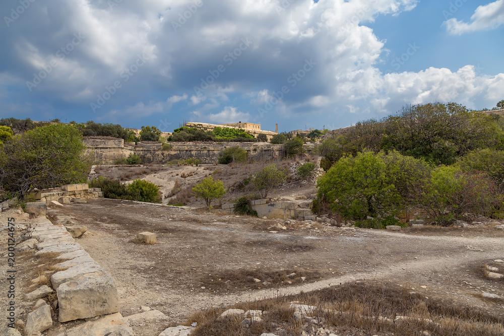 Floriana, Malta. Ruins of fortifications