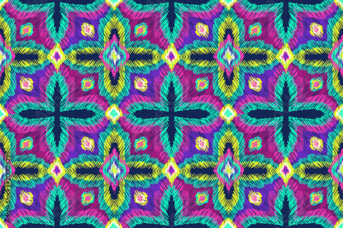Tribal pattern. Ethnic print. Aztec. Abstract geometric fabric. Cloth design. Spiritual fashion. Embroidery. Boho homespun. Hand drawn seamless vector.