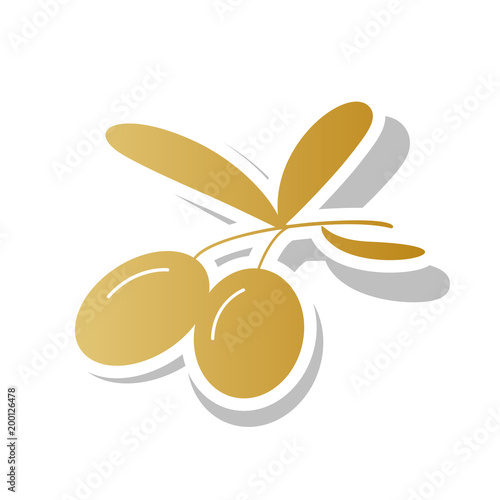 Olives sign illustration. Vector. Golden gradient icon with whit