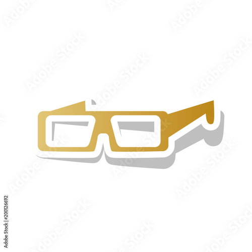 Modern glass sign. Vector. Golden gradient icon with white conto