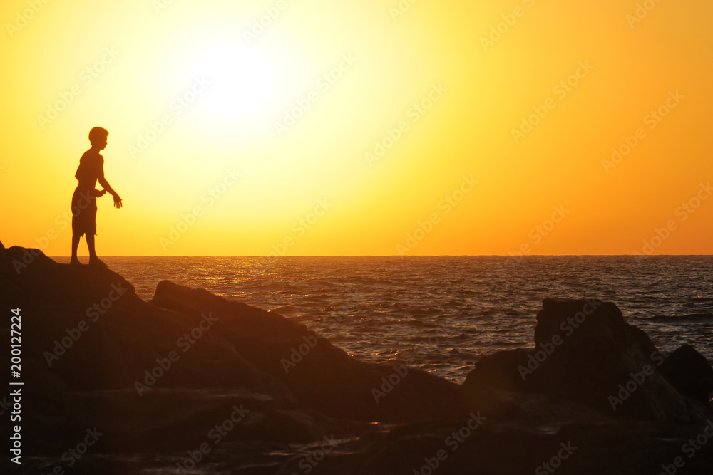 Sonnenuntergang, Strand Las Penitas bei Poneloya, Leon, Pazifik, Nicaragua, Zentralamerika, Mittelamerika