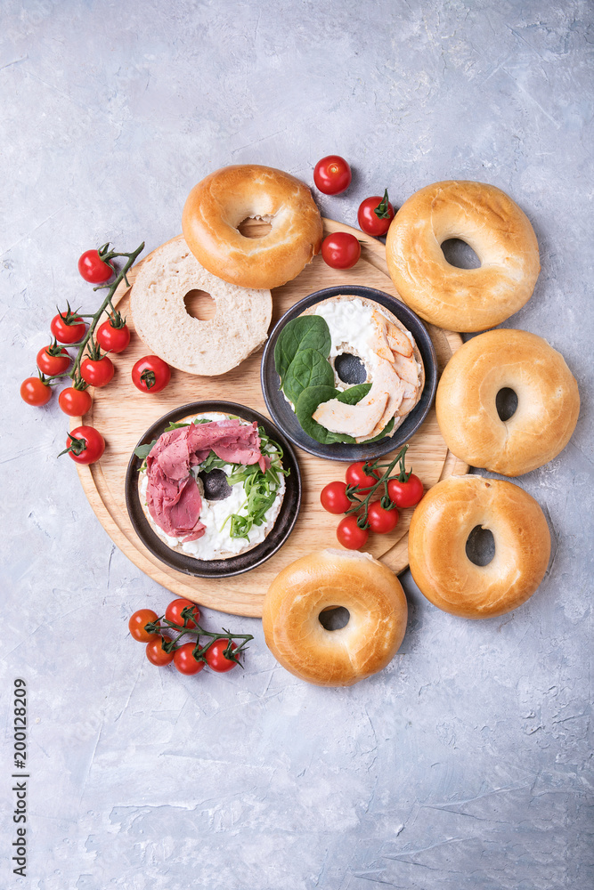 Home made ham and chicken bagels Home made ham and chicken bagels