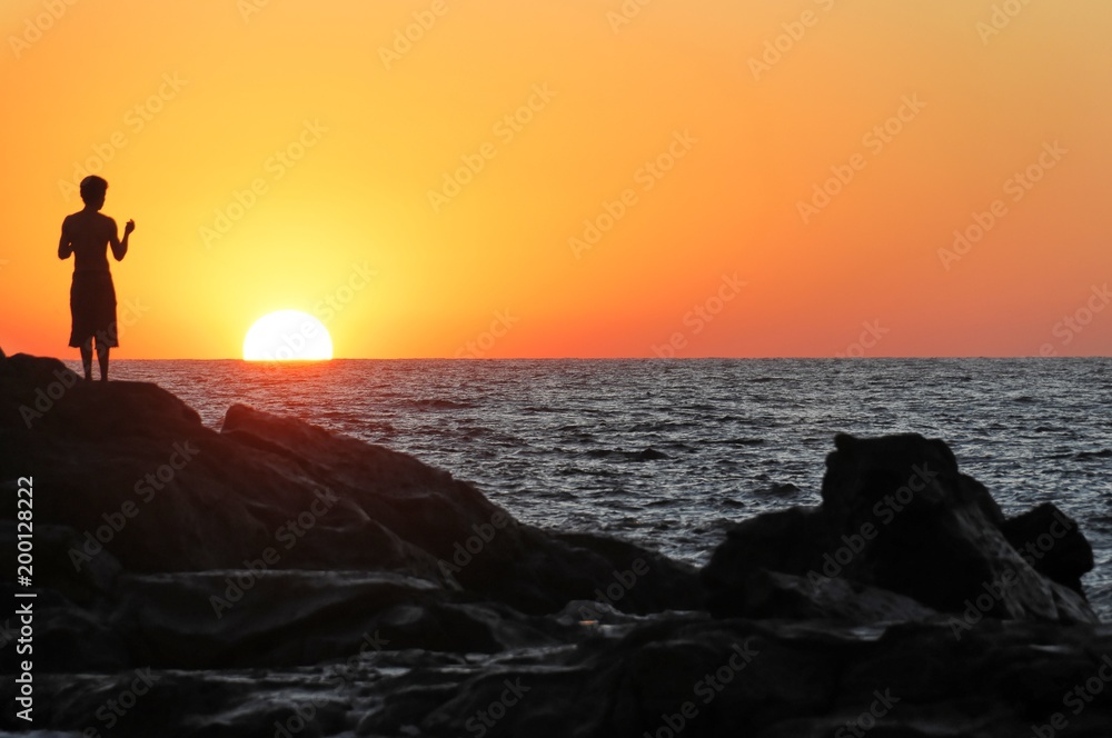 Sonnenuntergang, Strand Las Penitas bei Poneloya, Leon, Pazifik, Nicaragua, Zentralamerika, Mittelamerika