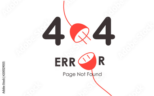 404  error page not found vector red plug graphic background
