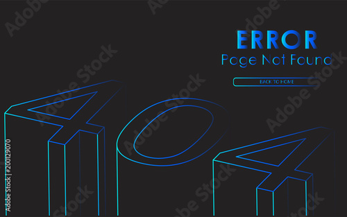 404 error page not found in line 3D style vector graphic