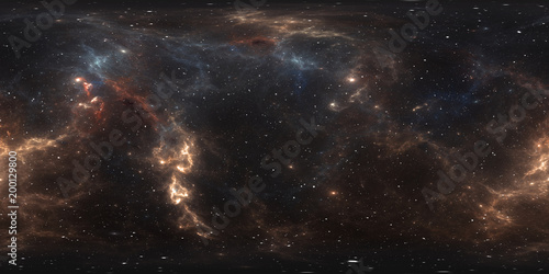 360 degree space nebula panorama  equirectangular projection  environment map. HDRI spherical panorama. Space background with nebula and stars.