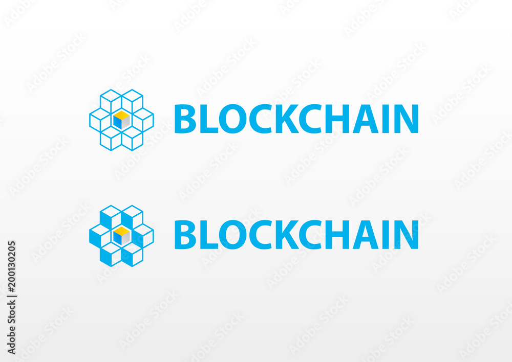 Blockchain logo or icon - 3d isometric cubes network vector illustration Blockchain logo or icon - 3d isometric cubes network vector illustration