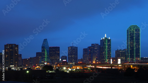 The skyline of Dallas at night