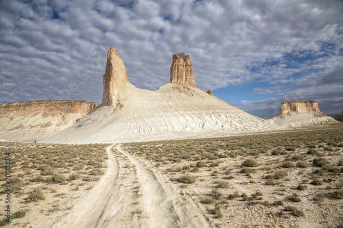 Boszhira mountain range in the western part of the Ustyurt Plateau on the Mangyshlak Peninsula in the Mangistau region, Kazakhstan photo